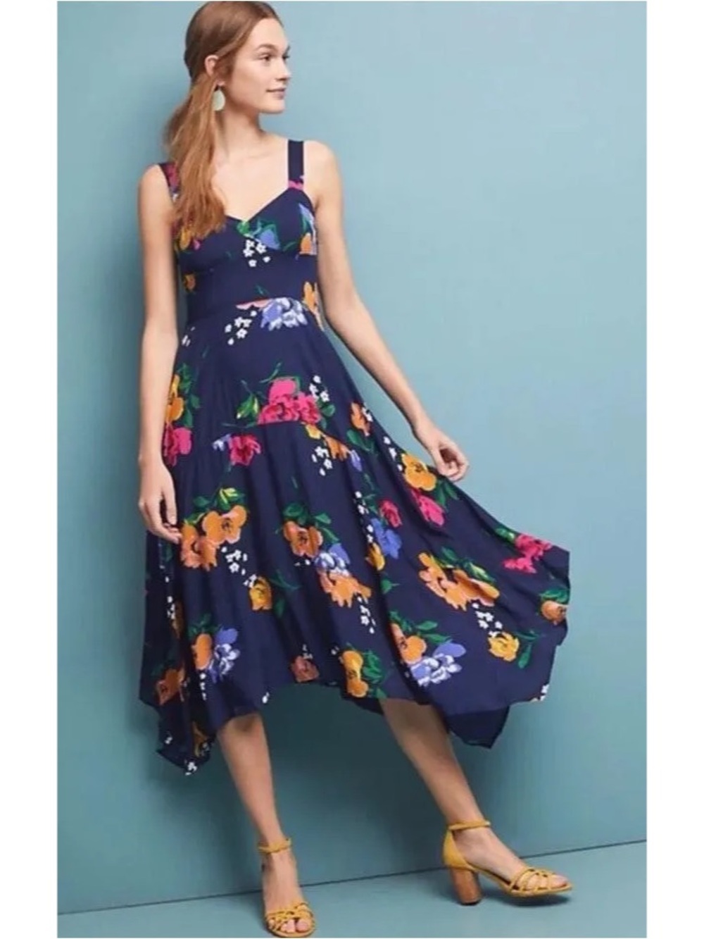 Maeve Vivienne Floral Summer Dress - Navy Blue Colorful